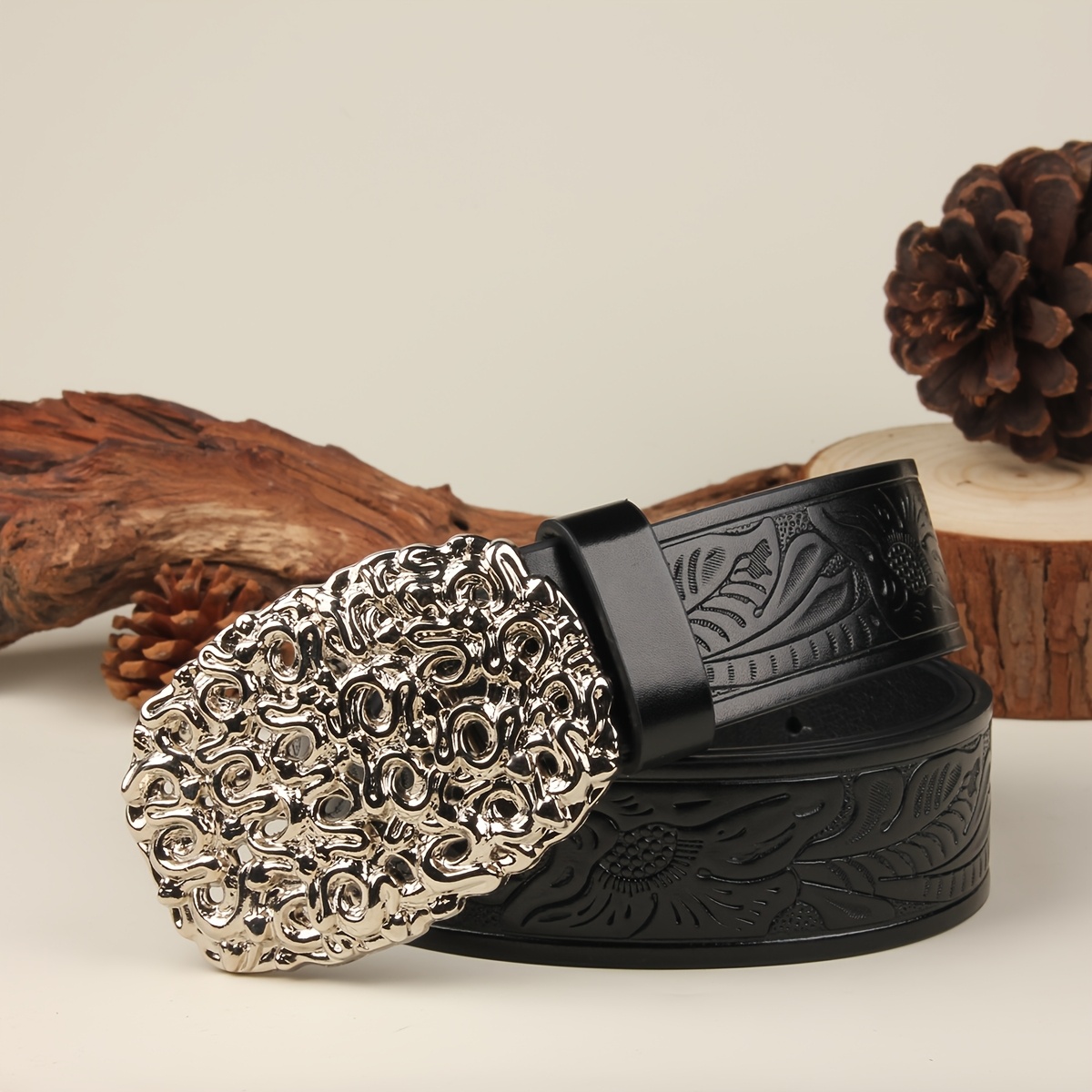 Fashionable Snake Hollow Out Belt with Silvery Buckle 3.7cm Wide